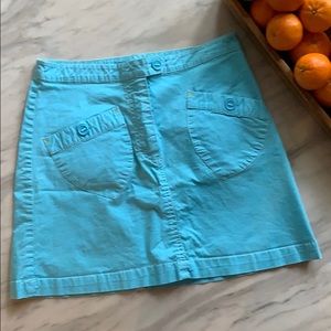 Bright turquoise cotton mini skirt